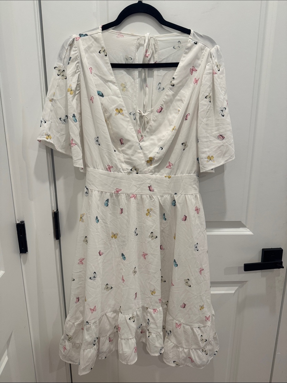 White Butterfly Tie Back Dress